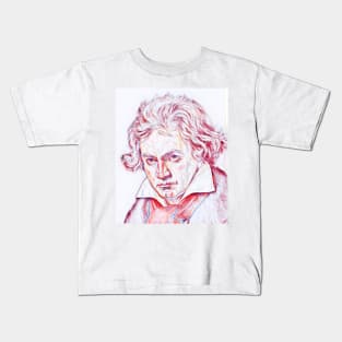 Ludwig van Beethoven Portrait | Ludwig van Beethoven Artwork | Line Art Kids T-Shirt